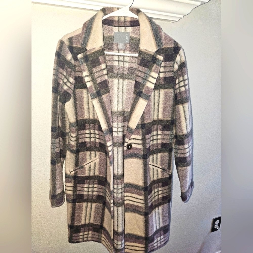 KENAR COAT SZ MEDIUM PLAID LILAC